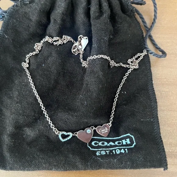 Coach Silver Heart Charm Necklace - Picture 1 of 1